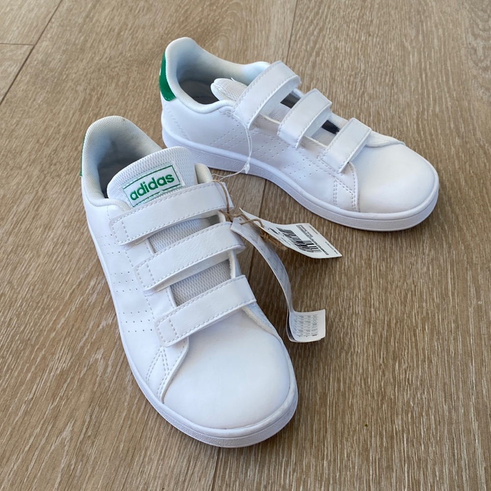 Adidas white 3 Velcro strap sneakers, NWT, size 1.5